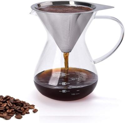 China Viable BPA Free Glass Carafe Pour Over Coffee Maker Coffee Brewer Pot with Stainless Steel Filter for sale