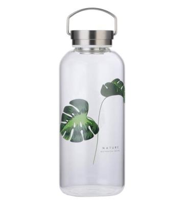 China High Sustainable Borosilicate Glass Hot Water Bottle With Logo 501-600ml Custom Glass Water Bottle for sale