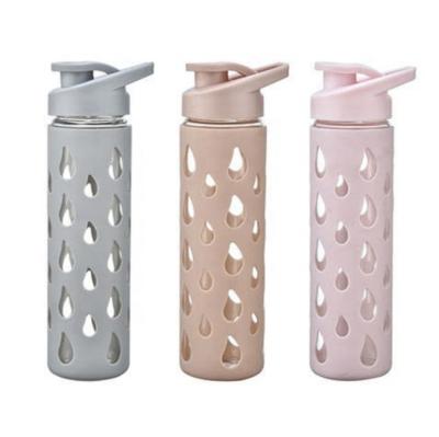 China High Borosilicate Creative Viable Insulation Glass Water Bottle Outdoor Sleeve Silicone Raindrop Water Cup for sale