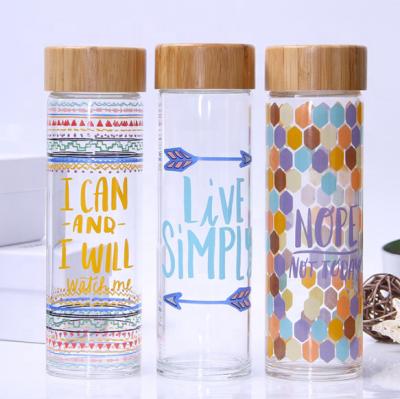 China Viable Custom Wholesale BPA Free High Borosilicate Glass Water Bottle Lid Bamboo Bottle for sale