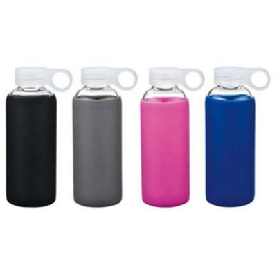 China Viable High Quality Silicone Sleeve Cover Glass Beverage Bottles, Glass Water Bottle for sale