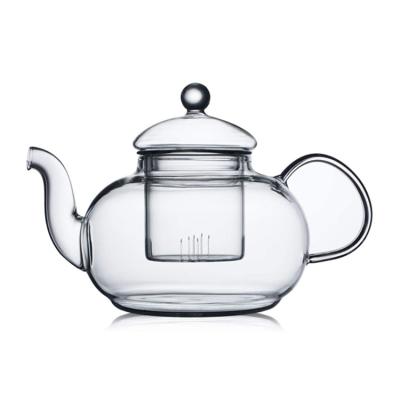 China New Style Contemporary Glass Teapot 600ml High Quality Large Double Handle China Glass Teapot for sale