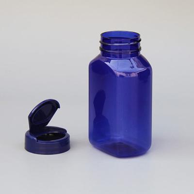 China Square PET Pharmaceutical Plastic Supplement Vitamin Pill Bottle With Flip Top Cap for sale