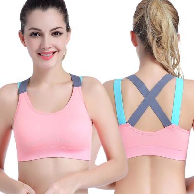 China Breathable Sports Bra For Women Cross Straps Wireless Gym Bra Yoga Underwear Fitness Top for sale