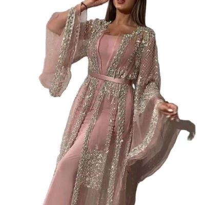 China High Quality Evening Sleeve Sequin Mesh Suit Gown Breathable For Party Luxury Dress for sale