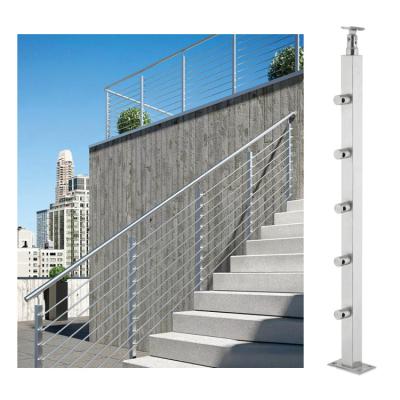 China Modern Modern Outdoor Metal Wire Railing Outside Square Tube Column Balcony Railing Pillar for sale