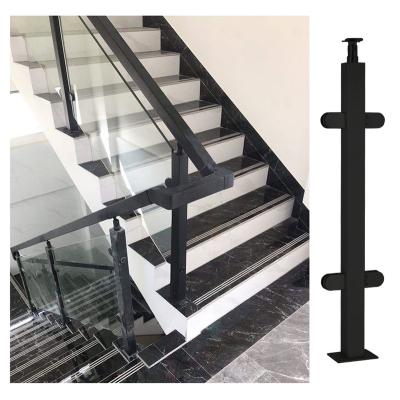 China Modern Modern Outdoor Metal Glass Railing Outside Column Balcony Railing Black Pillar for sale