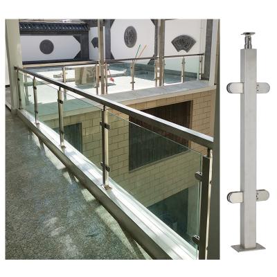 China Channel Modern Indoor Glass Staircase Handrail Flange Stainless Steel Stair Railing Outdoor Railing for sale