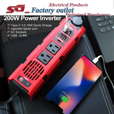 China Japan /America 200W Car/Van Car Inverter 12v Convert 110v for sale