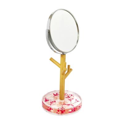 China K/D Mirror & bamboo rack & Acrylic Acrylic Tray Bamboo Tree Jewelry Stand Disc Decorated Tray Hanging Earring Ring Bracelet Mirror Display Holder for sale