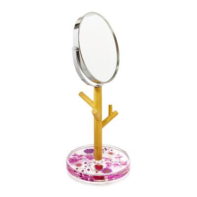 China K/D Mirror & bamboo rack & Decorated Acrylic Tray Holder Bamboo Tree Mirror Rack Tray Jewelry Accessories Organizer Mirror for sale