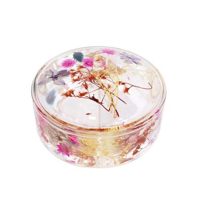 China Fashionable Luxury Ring Box Earring Necklace Storage Organizer with Natural Flower Acrylic Jewelry Box Organizer for sale