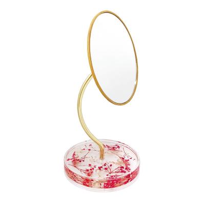 China K/D Acrylic Tray With Mirror Stand Makeup Mirror Acrylic Disc Tray Holding Earring Bracelet Jewelry 360 Degree Rotation Rotated Mirror Stand for sale