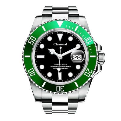 China Luxury Custom Automatic Strap Mechanical Steel Water Resistant Sapphire Genius Green Men Date Business Automatic Watch for sale