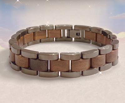 China New Products FASHIONABLE Hot Selling Custom Made Stainless Steel Bracelet Black Ebony Wood Bracelet Black Green Sandalwood Men Bracelet for sale