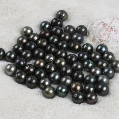 China Jewelry making factory aa 11-13mm Tahiti round natural black seawater loose pearl for sale for sale