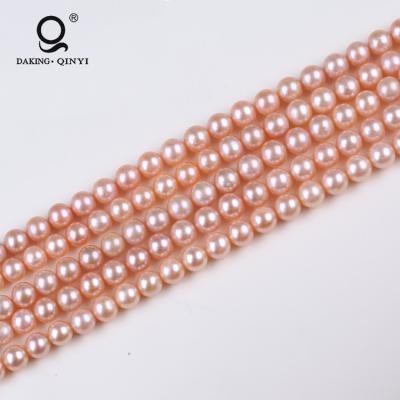 China Necklace Cultured 8-9mm Natural Round Pink Freshwater Pearl String Price For Sale for sale