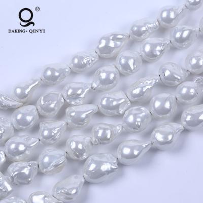 China Wholesale White Nucleated Plated Natural Baroque Freshwater Pearl Bead Large Strands for sale