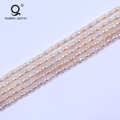 China Freshwater Pearl AA Grade Natural Pink Rice 3-3.5mm Pearl 16Inch Freshwater Pearl String for sale