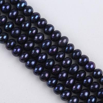 China Making Fashion Jewelry 8-9 Mm Black Flat Freshwater Pearl Strand For Jewelry Making for sale