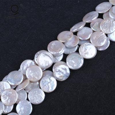 China Pearl Wholesale 18-20mm Freshwater White Coin Shape Natural AA Freshwater Pearl For Jewelry Making for sale