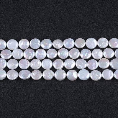 China Fashion Jewelry Making 11mm Big Size Coin Loose White Freshwater Pearls String for sale