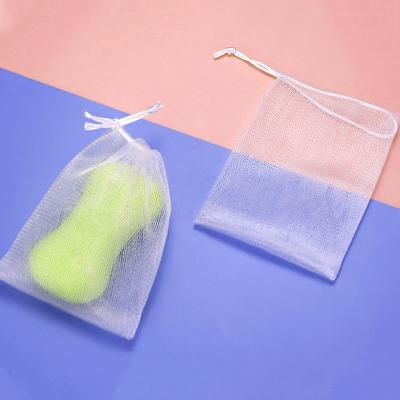 China White Household Factory Price PE Mesh Face Detergent Quick Bubble Pull Rope Soap Storage Bag for sale