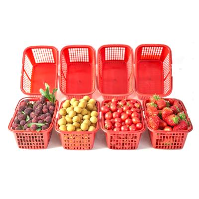 China Blackberry Date Strawberry Durable Agriculture Free Sample Rectangle Mesh Plastic Stocked Basket for sale