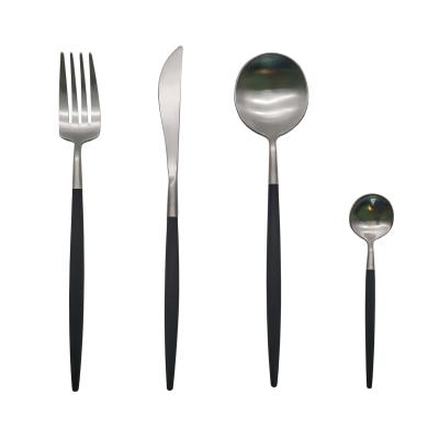 China Highest Viable Black POM Handle Cutlery Set Stainless Steel With Brushed Polish for sale