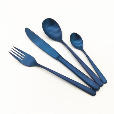 China Blue Color Sustainable Coating Cutlery Set Stainless Steel 4pcs for sale