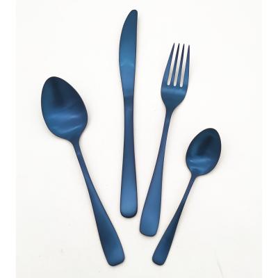 China PVD Coating Stainless Steel Spoon And Durable Fork And Knife With Blue Color for sale