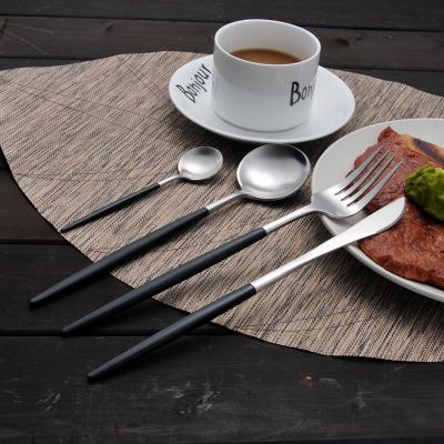 China Sustainable High Quality Black Stainless Steel Flatware Set For Hotel for sale