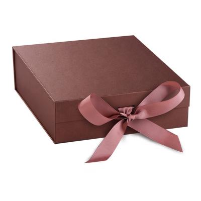 China Recycled Materials Folding Clamshell Gift Box Square Empty Box High-grade Gift Box With Gold Foil LOGO for sale