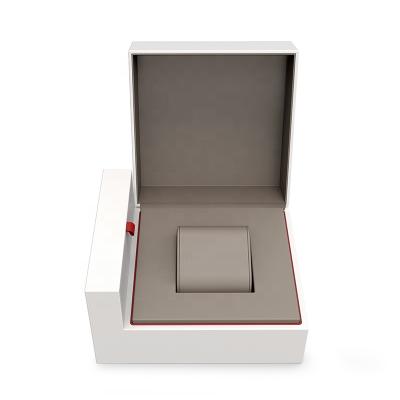 China 2021 New Design High Grade Black Red White Gray Plastic Inside + Specialty Paper Watch Box Pillow Packing Watch Box for sale