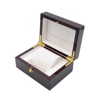 China High Grade Custom Logo Wooden Watch Box Leather Watch Case With Gift Box Packing Luxury Gift Red Wine Wood Classic Watch Box for sale