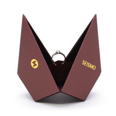 China New Design Handmade Ring Gift Box Unique Cardboard Ring Jewelry Packaging for sale