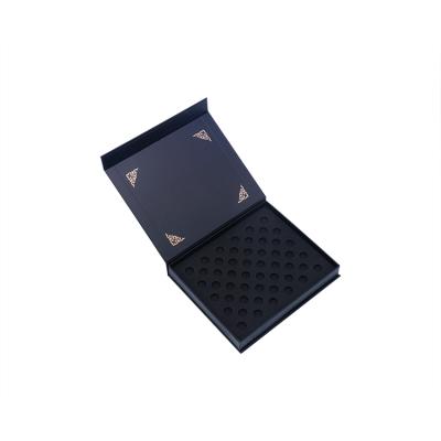 China Handmade Royal Blue Black Flip Board Packaging Gift Box Cosmetics Skin Care Products Essential Oil Mask Essence Packaging Box for sale