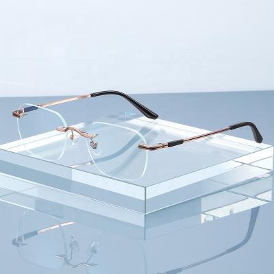 China For Customized High Quality Rimless Pure Titanium Glass Eyewear Rectangle Optical Frame Glasses Reading Glasses For Business Men And Women for sale