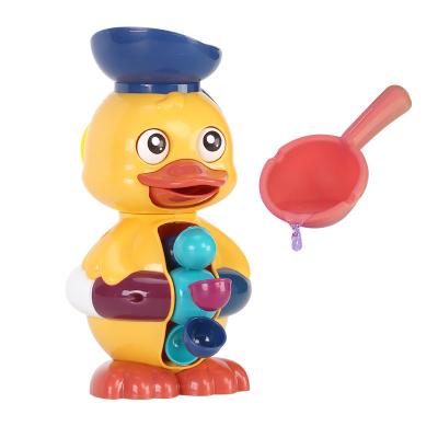 China Yellow Suction Cup Water Tool Spray Water Tool Baby Duck Water Game Water Spinning Wheel Windmill Bath Toys for sale