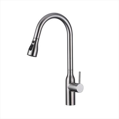 China 2021 New Design Modern Stainless Steel Mixer Kitchen Faucets Pull Down Kitchen Shower Faucet Brushed Mixer Tap for sale