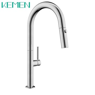 China Contemporary Brushed Nickel Kitchen Faucet 304 Stainless Steel Water Mixer Tap Kitchen Faucet With Pull Down Sprayer for sale