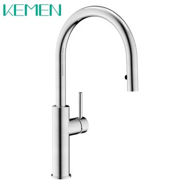 China Kaiping Contemporary Direct Selling Kitchen Faucet Hose 304 Flexible Deck Mounted Pull Down Single Lever Faucet for sale