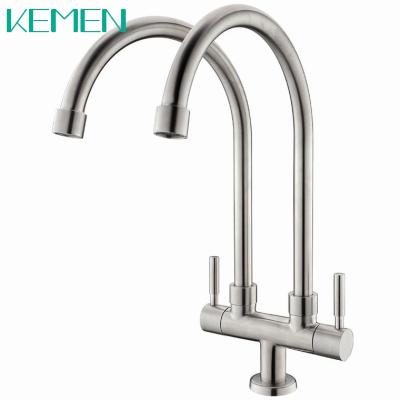 China Hot Selling Contemporary 304 Stainless Steel Cold Water Faucet Kitchen Sink Single Faucet for sale