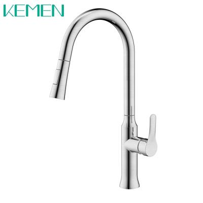 China Contemporary Modern 304 Stainless Steel Kitchen Faucets Pull Down Faucet Brushed Finish Kitchen Faucet With Sprayer for sale