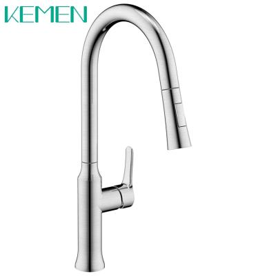 China Pull Out Hot And Cold Spray Kitchen Faucet 304 Stainless Steel Water Tap Pull Down Sprayer Kitchen Mixer Sink Faucet for sale