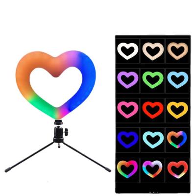 China Plastic+ ABS LED Selfie Ring Light 8W Heart Photography Photo Fill Ring Light Heart Shape with Tripod Makeup Ring Light 6inch 5600K for sale