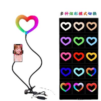 China Heart Shaped Plastic+ ABS 6inch LED Selfie Ring Light With Phone Holder USB Photography Fill Lamps For Youtube Live Stream Make for sale