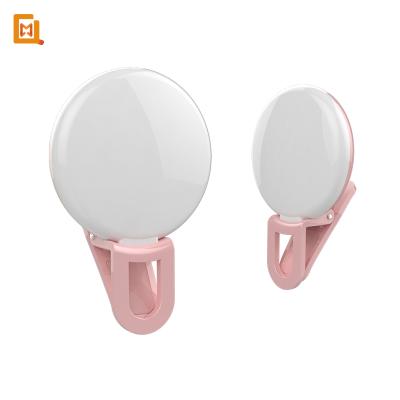 China Logo Accepted OEM Portable Color Selfie Ring Light Clip To Mobile Phone Small LED Top Light 60*40*25mm for sale