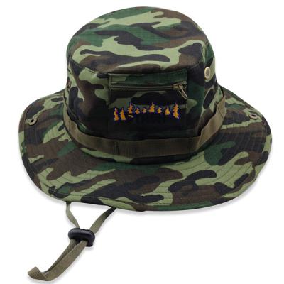 China High Quality Custom Camouflage Character White Embroidery Bucket Hats Custom Bucket Hats for sale