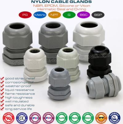 China Waterproof PG Cable Glands, Nylon Polyamide, PG7-PG48, IP68 & IP69K, Grey RAL7035 / RAL7001 / RAL7005 for sale